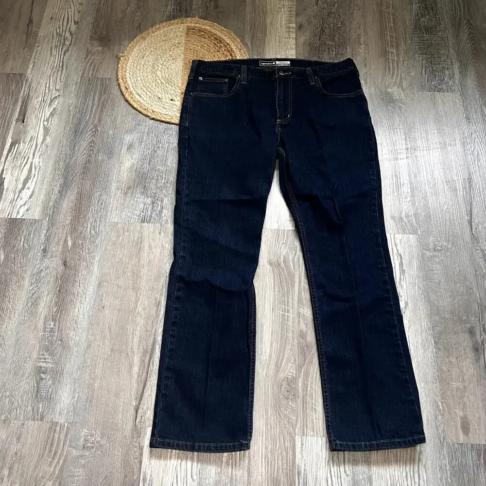 CARHARTT Straight Fit Mens Blue Dark Wash Jeans